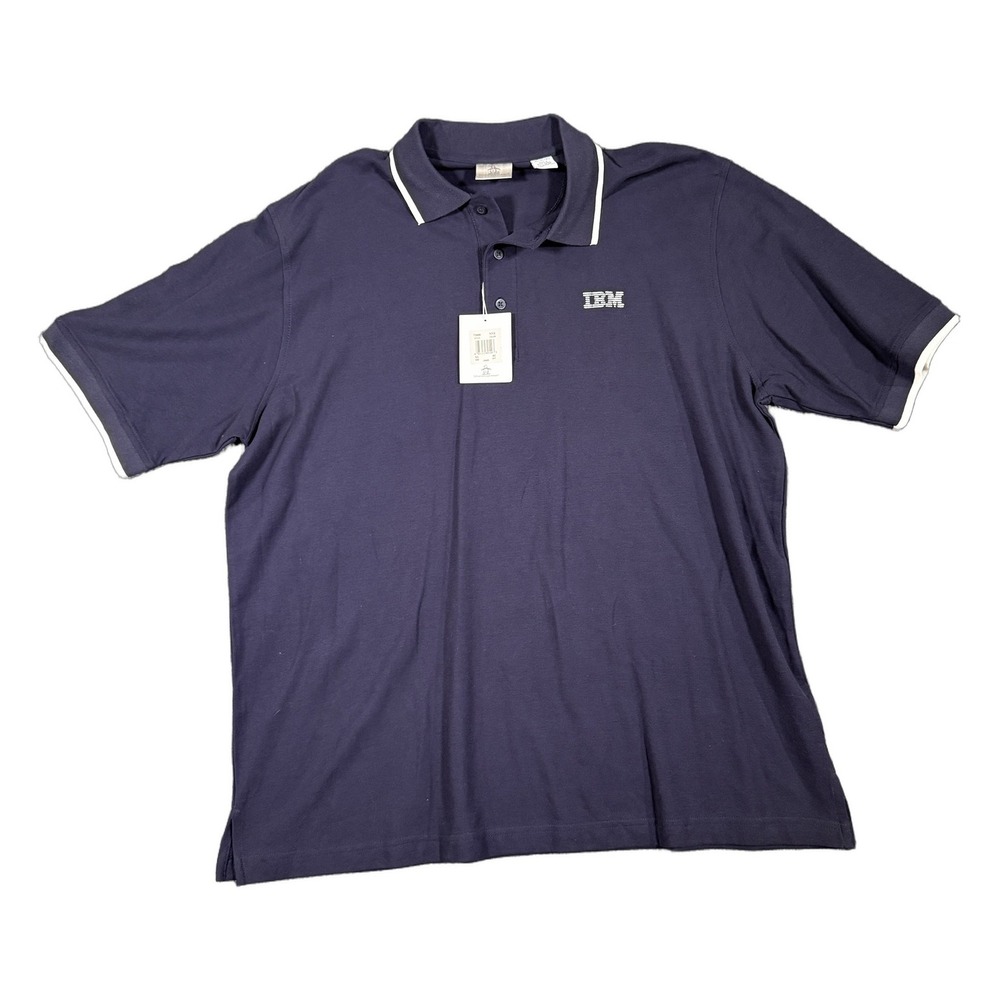 Munsingwear IBM Polo Shirt Mens XL Navy Blue Cotton Short Sleeve Tech Corporate